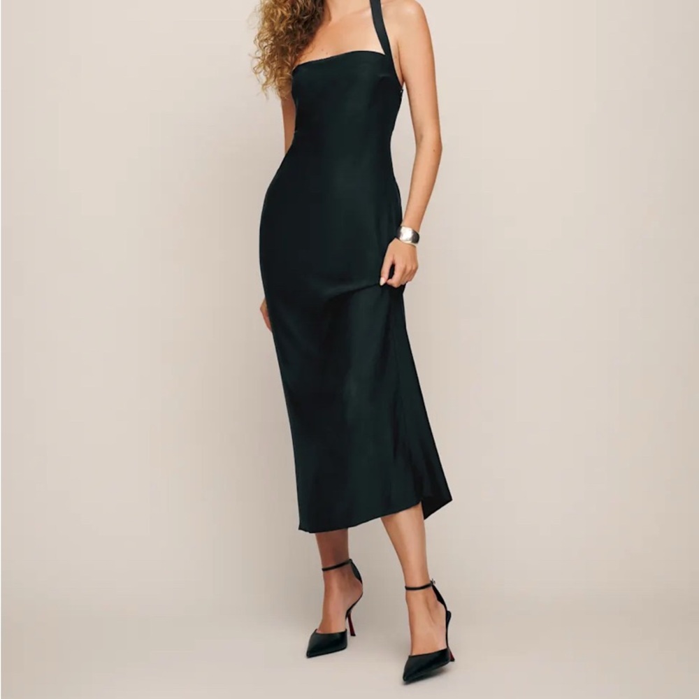 Reformation Black Halter Dress